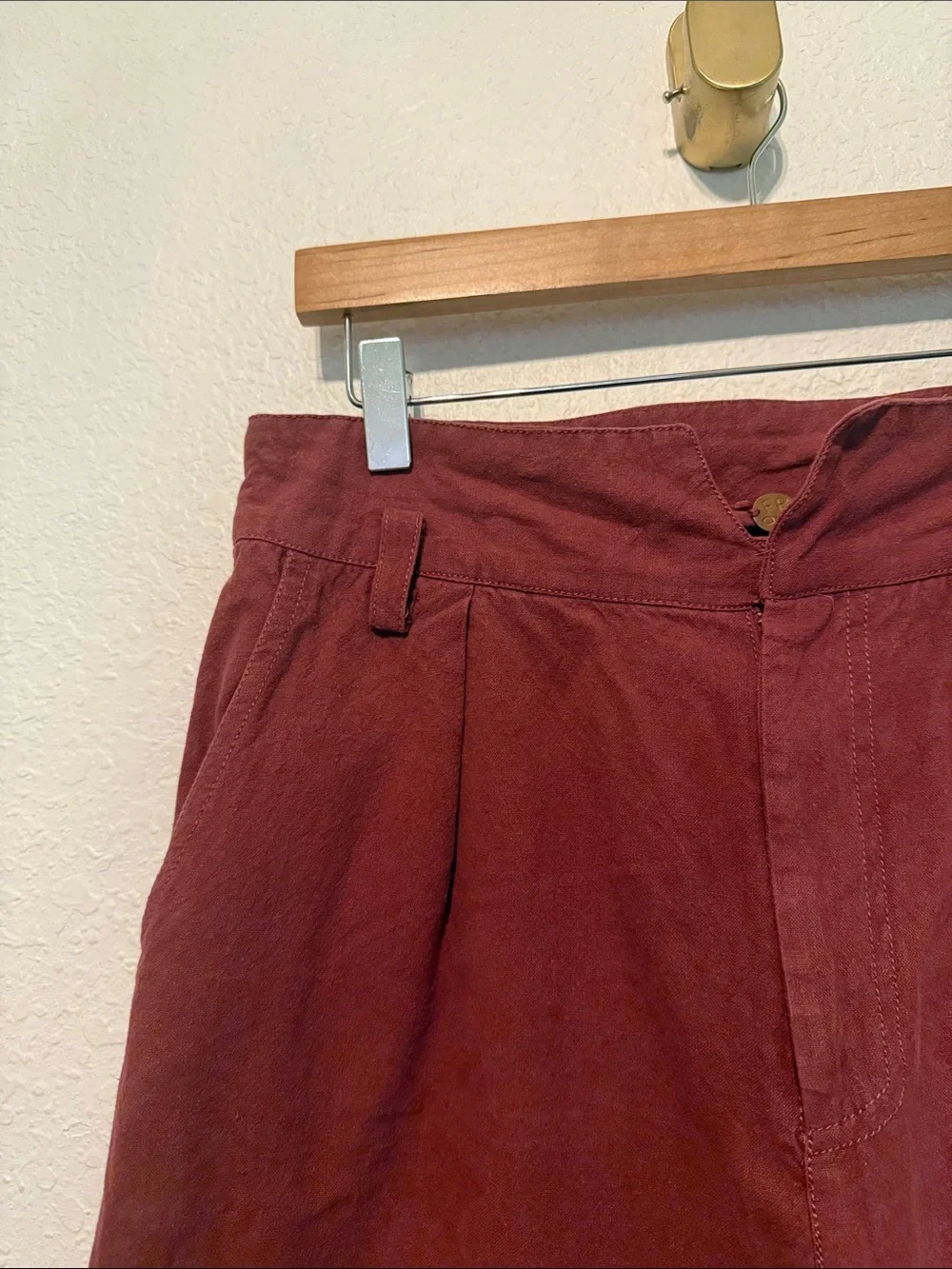 FP One Free People high waisted pleat wide leg cropped pants cotton